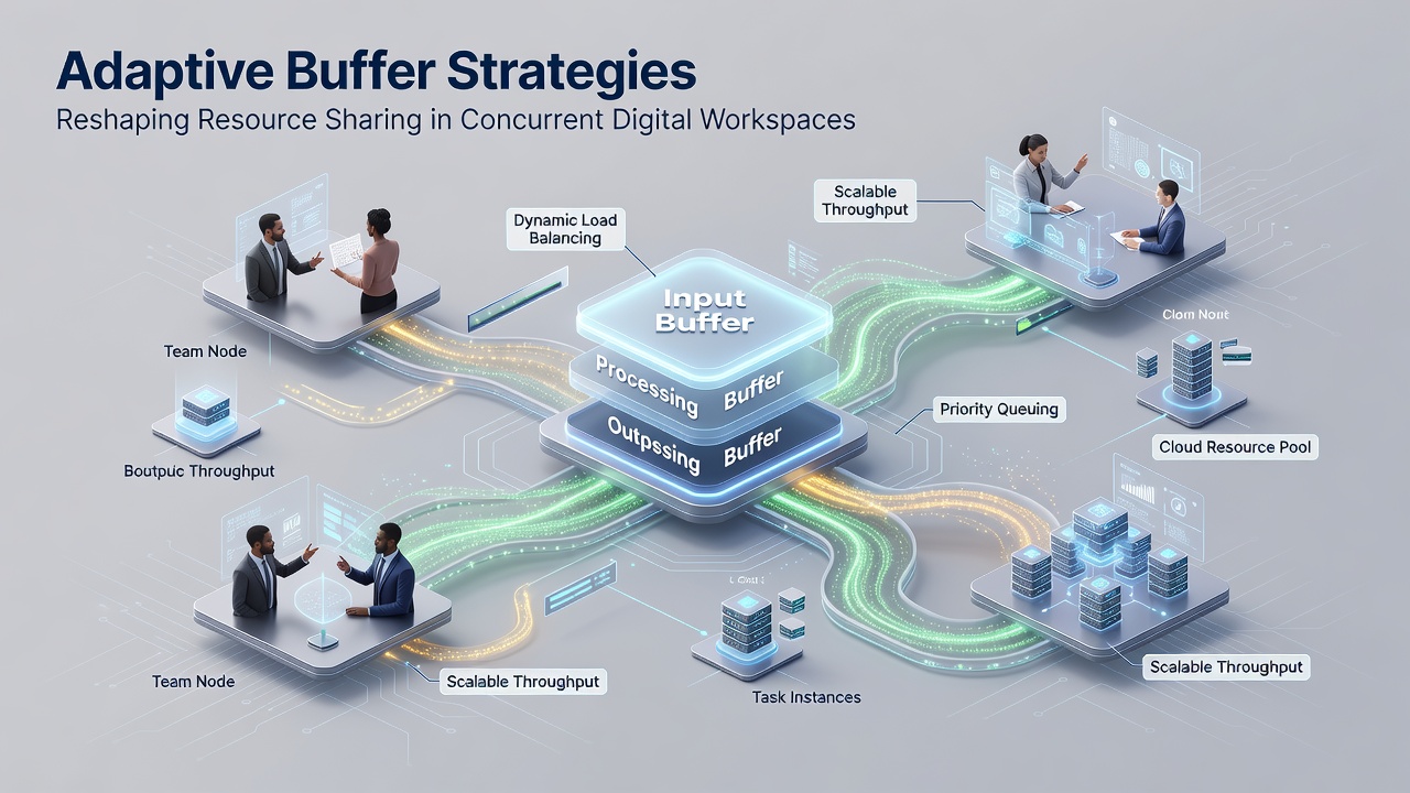 Flowchart of resource sharing process with adaptive buffers handling concurrent access requests